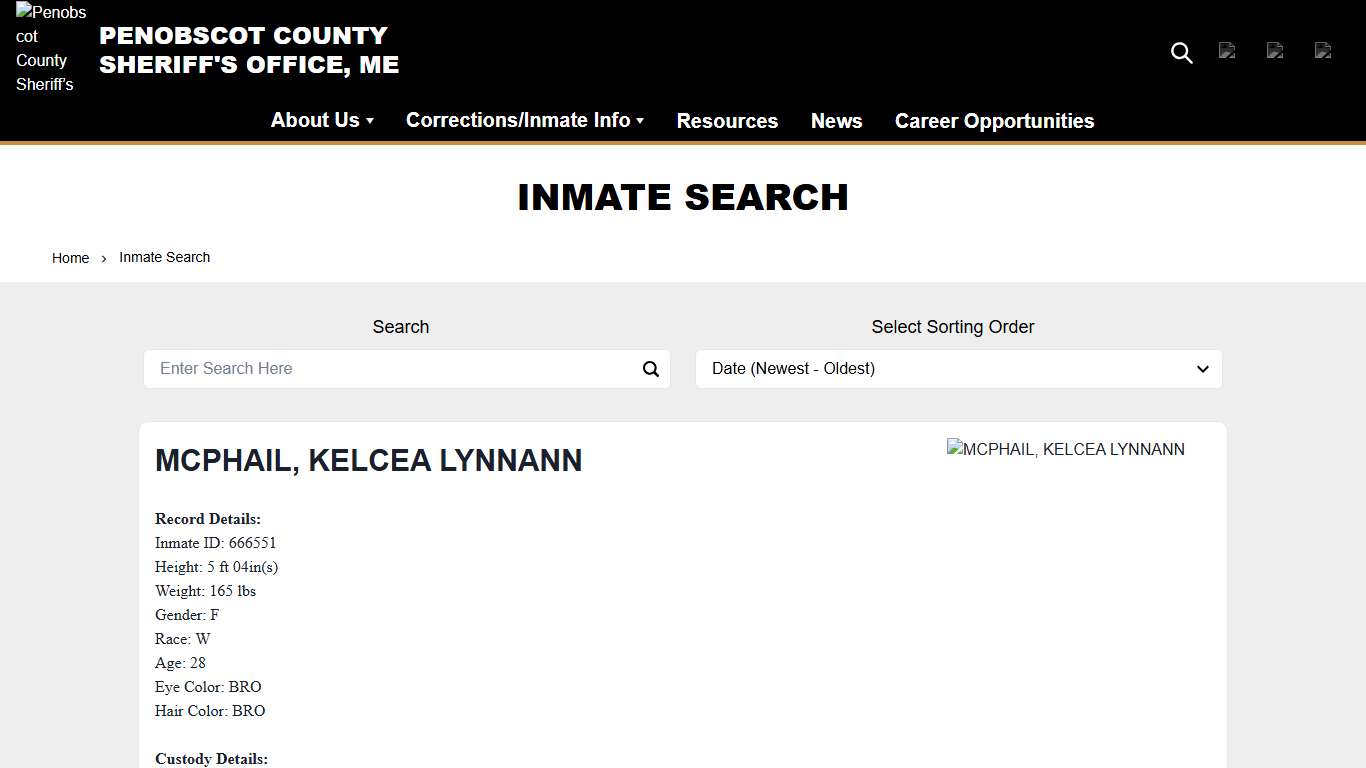 Inmate Search Penobscot County Sheriff’s Office